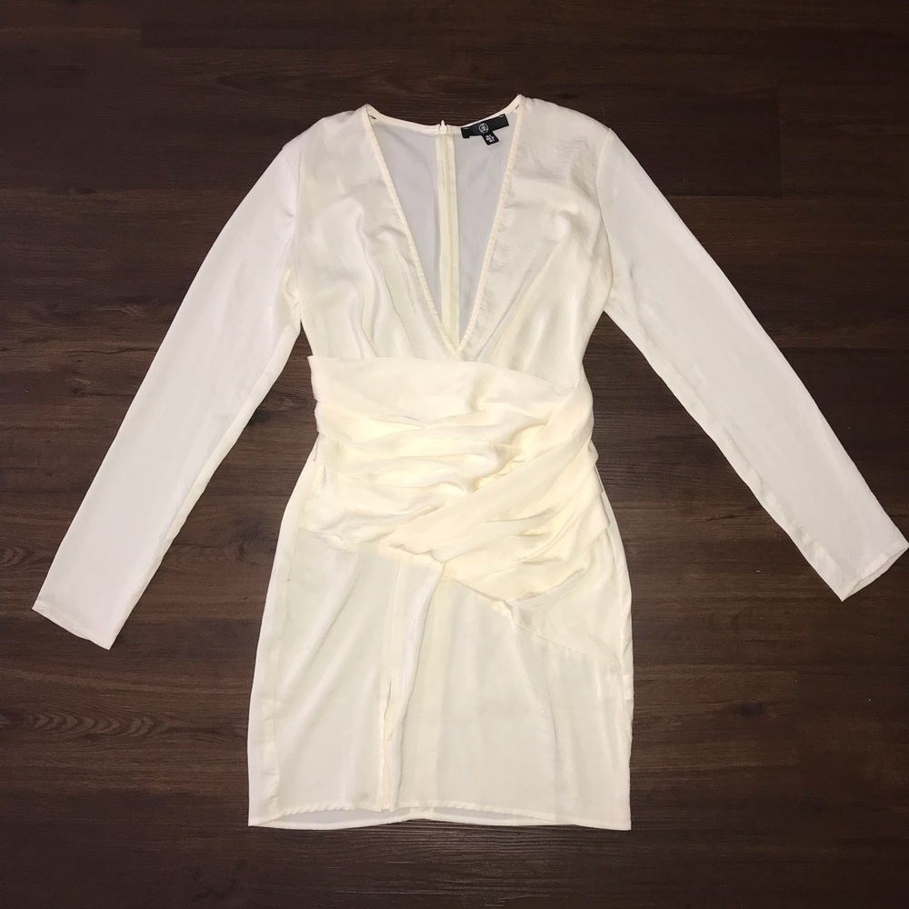 White Plunge Mini Dress